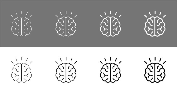Human Intelligence and Creative Wisdom Thinking Line Art Icon Vector Illustration Editable