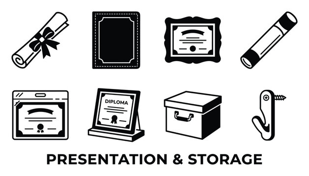 Various presentation and storage options for important documents like certificates and diplomas.