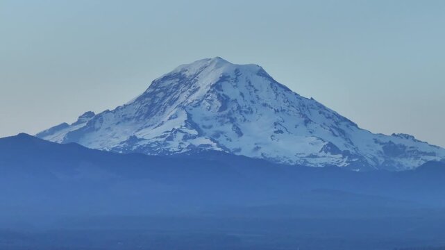 mount rainier drone shot at sunrise