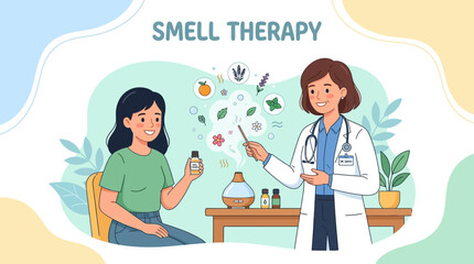 Fototapeta premium Smell therapy session with medical expert illustration