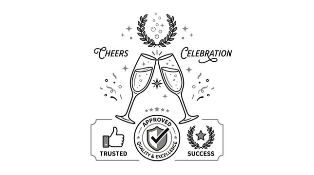 Cheers Celebration with Toasting Glasses and Decor