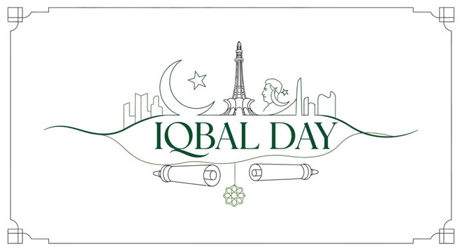 Celebration of Iqbal Day with Iconic Monuments and Symbols