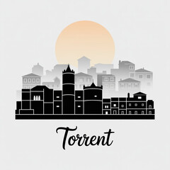 Torrent Spain Skyline Silhouette — A Contemporary Valencian Urban City Vector Illustration © Greener