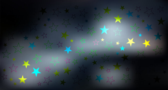 Colorful Stars on Dark Metallic Background. Vibrant Celestial Texture
