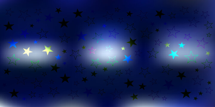 Star Pattern Deep Blue Background. Magical Night Sky Sparkling Backdrop