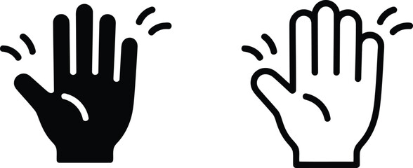 Obraz premium Hand waving icons set solid and outline styles