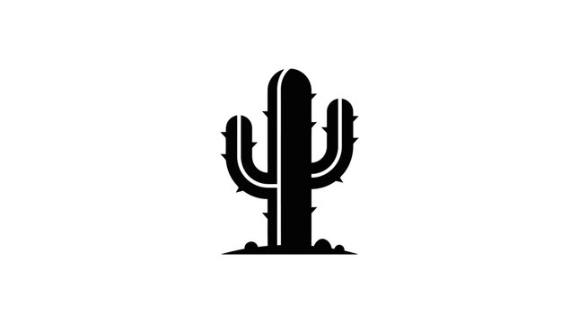 Black silhouette of a cactus plant.