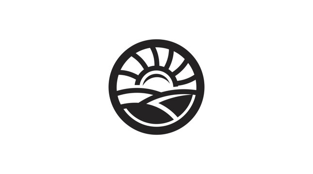 Black and white sunrise logo icon.