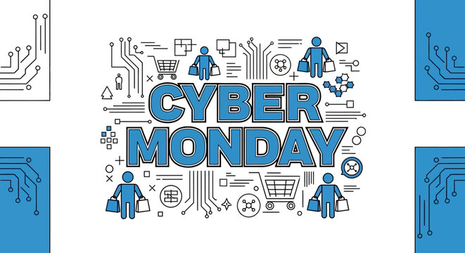 Cyber Monday Shopping with Technology and Cart Icons (1)