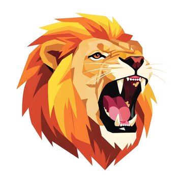 Fierce lion head roaring illustration