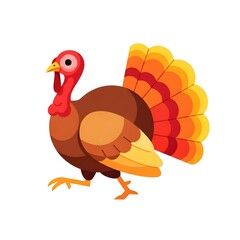 Fototapeta premium Cute cartoon turkey bird walking