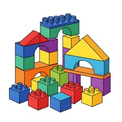 Naklejka premium Colorful plastic building blocks construction set