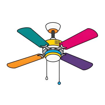 Colorful ceiling fan with light and pull chains