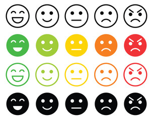 Fototapeta premium Set of colorful emoji faces showing different emotions Vector