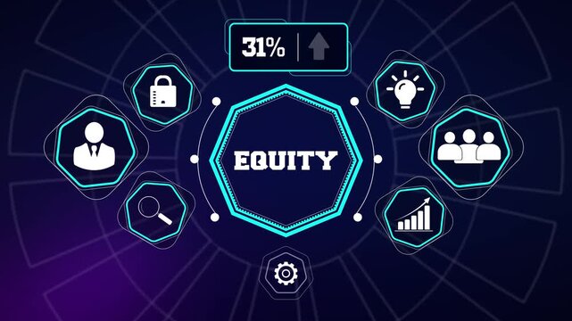 Equity valuation metrics layout designed for corporate merger presentations private equity fund promotions and financial advisor video ads