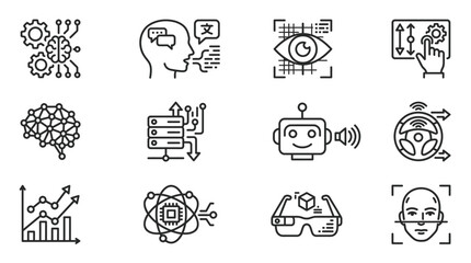 Collection of Artificial Intelligence and Technology Icons. © Fahmii