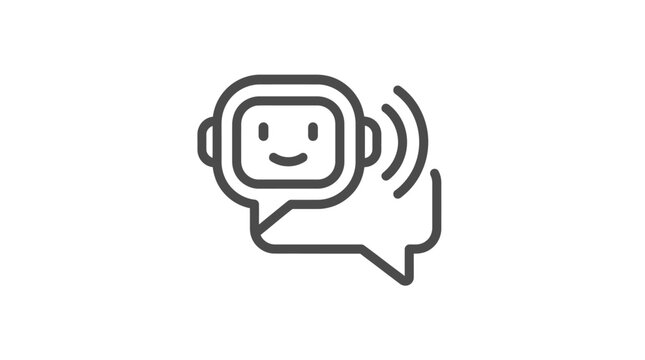 Chatbot icon with speech bubbles and sound waves.