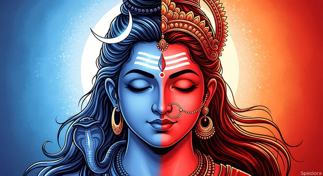 Ardhanarishvara divine fusion of lord shiva and goddess parvati