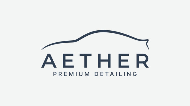 Aether Premium Detailing Car Logo Design.