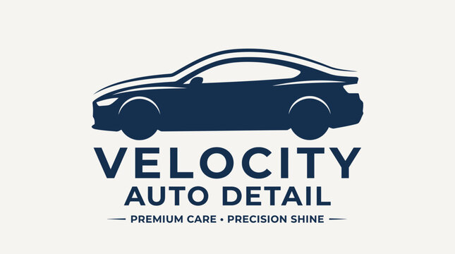 Velocity Auto Detail logo with a sleek car silhouette, representing premium care and precision shine for automotive detailing services.