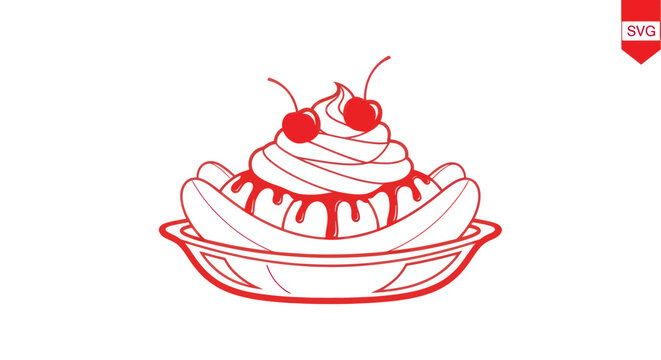 Banana split dessert with whipped cream.