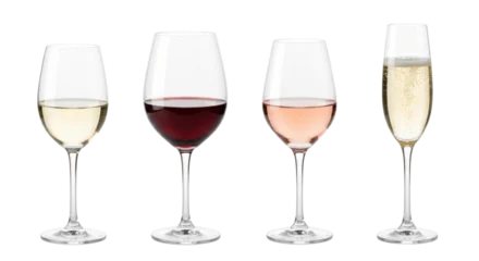 Fototapete Wein Different types of wine glasses collection, isolated on transparent background  © PNG Lab