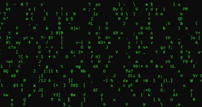 Binary green color matrix rain of hacking background or cyber force attack design simulation display  