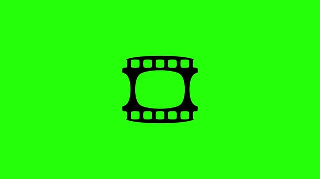 Beautiful 4K horizontal motion graphic of a classic cinema film strip tape negative piece bouncing. Lively popup asset ideal for analog photography darkroom movie playback timeline overlays.