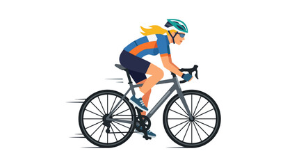 Fototapeta premium Cyclist in Action on White Background