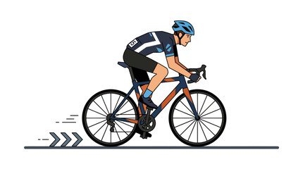 Naklejka premium Cyclist in motion on road bike - digital illustration on white