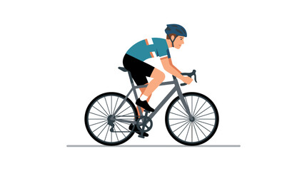 Fototapeta premium Cyclist in Blue on Bicycle, Isolated Vector Illustration