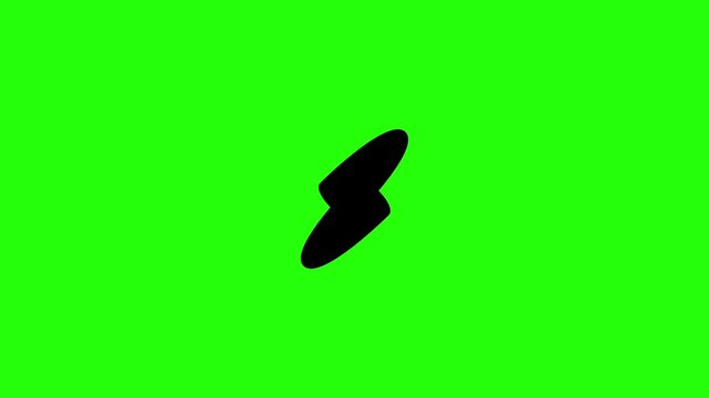High quality 4K horizontal video containing a sharp lightning bolt electricity current speed symbol bouncing dynamically. Unique energetic popup graphic for camera flash trigger high voltage electrici