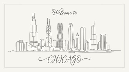 Fototapeta premium Chicago Skyline Illustration: Welcome to Architectural Cityscape