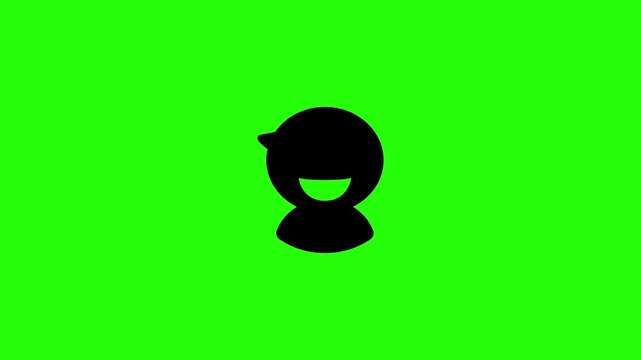 High quality 4K horizontal motion graphic of a cheerful smiling human face avatar avatar bouncing on screen. Dynamic popup asset perfect for camera smile shutter detection auto focus system layout.