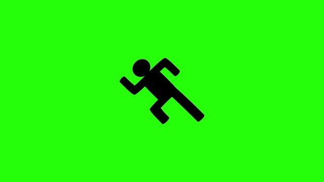 4K horizontal video clip showcasing a dynamic full body running person silhouette outline bouncing cleanly. Clean popup icon graphic for camera sports action speed tracking mode navigation menu.