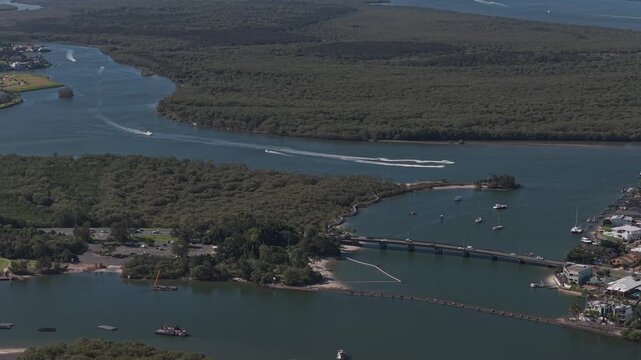 Panoramic View Of Jabiru Island In Paradise Point, QLD, Australia - Drone Shot