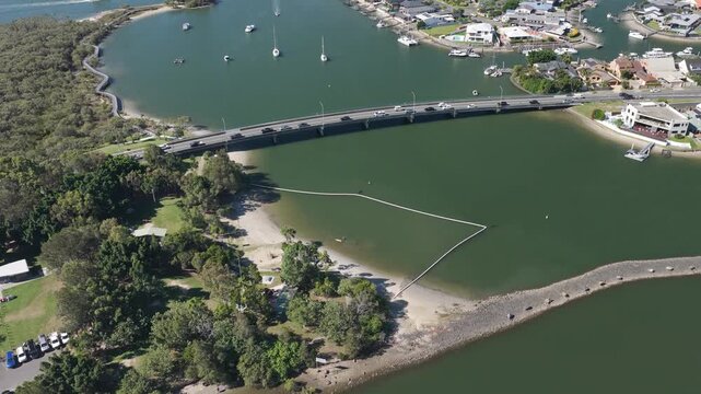 Paradise Point Beach In Paradise Point, Queensland, Australia - Aerial Shot
