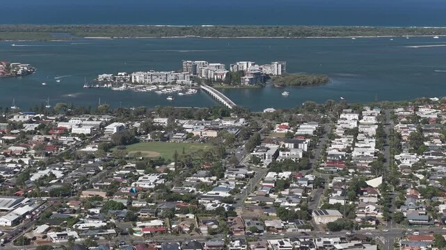 Suburbs And Ephraim Island In Queensland, Australia - Drone Shot