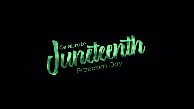 Metallic red juneteenth freedom day text animation for holiday designs on black background suitable for event posters and social media.