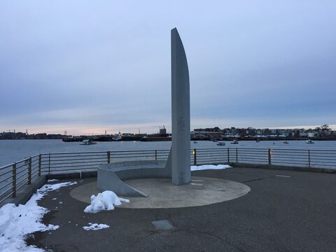 Kim Zullo Meyer Monument, located at the airport end of the East Boston Harborwalk