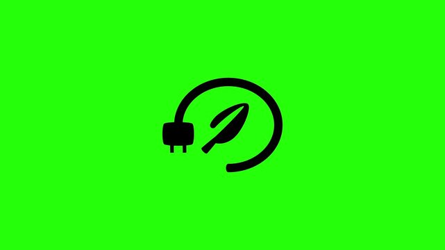 Premium 4K horizontal video clip featuring an alternative eco power plug socket with fresh green leaf bouncing. Creative popup asset representing sustainable clean electricity generation and green tec