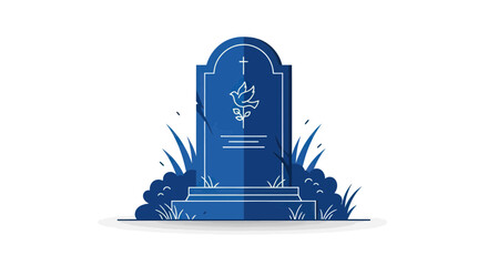 Naklejka premium Blue tombstone with decorative design elements.