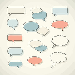Fototapeta premium Illustration of speech bubbles on light beige background