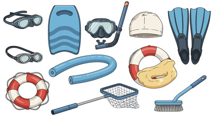 Swimming diving snorkeling equipment tools. © Dudung