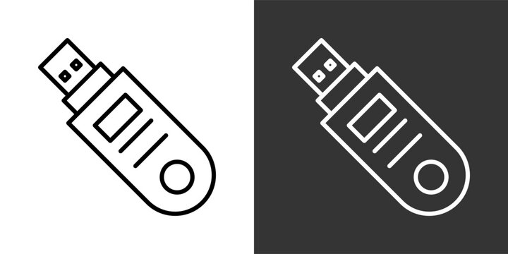 Usb Drive Black And White Multiple Style Icon Set Collection Pack Vector Illustration 