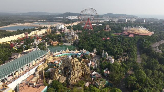VinWonders Amusement Entertainment Park on Phu Quoc Island, Vietnam, Establishing Drone Shot