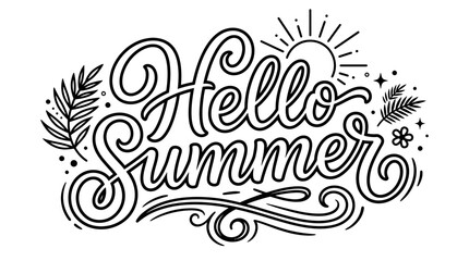 Hand-drawn summer greeting with sun and foliage © Jackpotadb