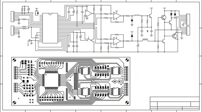 Detailed electronic circuit schematic diagram and pcb layout design for engineering and technology applications