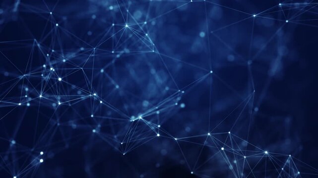 Abstract blue network connection background featuring glowing nodes and lines. Representing artificial intelligence, big data, cloud computing, machine learning, and artificial intelligence.