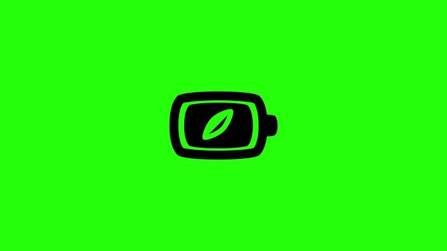 4K horizontal layout featuring a standard electronic battery cell container displaying an inner eco leaf stamp bouncing cleanly. Elegant tactical popup icon for renewable energy battery storage system